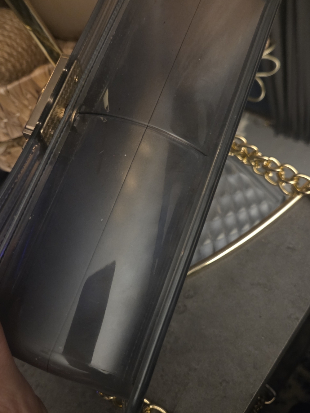 Smoky Transparent Quilted Jelly Chain Bag | Luxe Glam Statement Purse - Picture 9 of 17